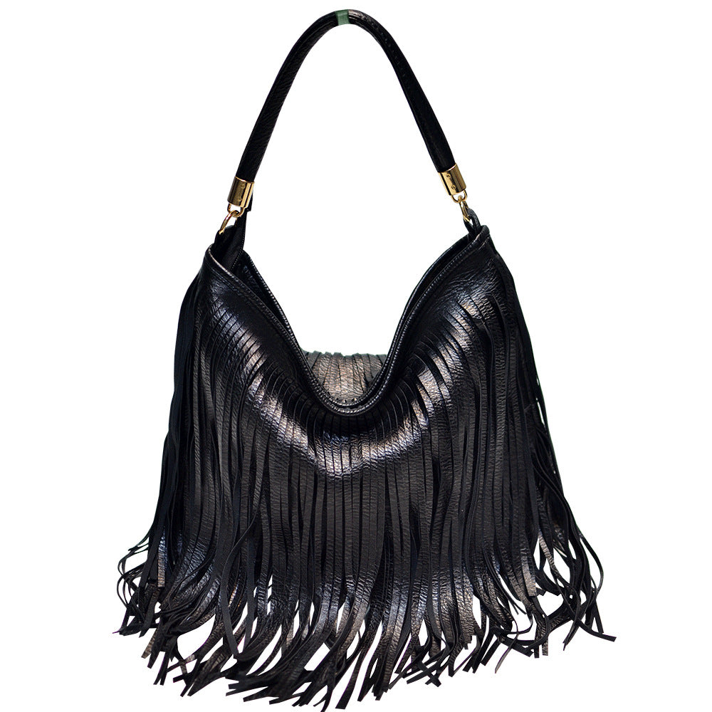 soft leather tassel bag handbag fashion woman bag shoulder cross-body handbag