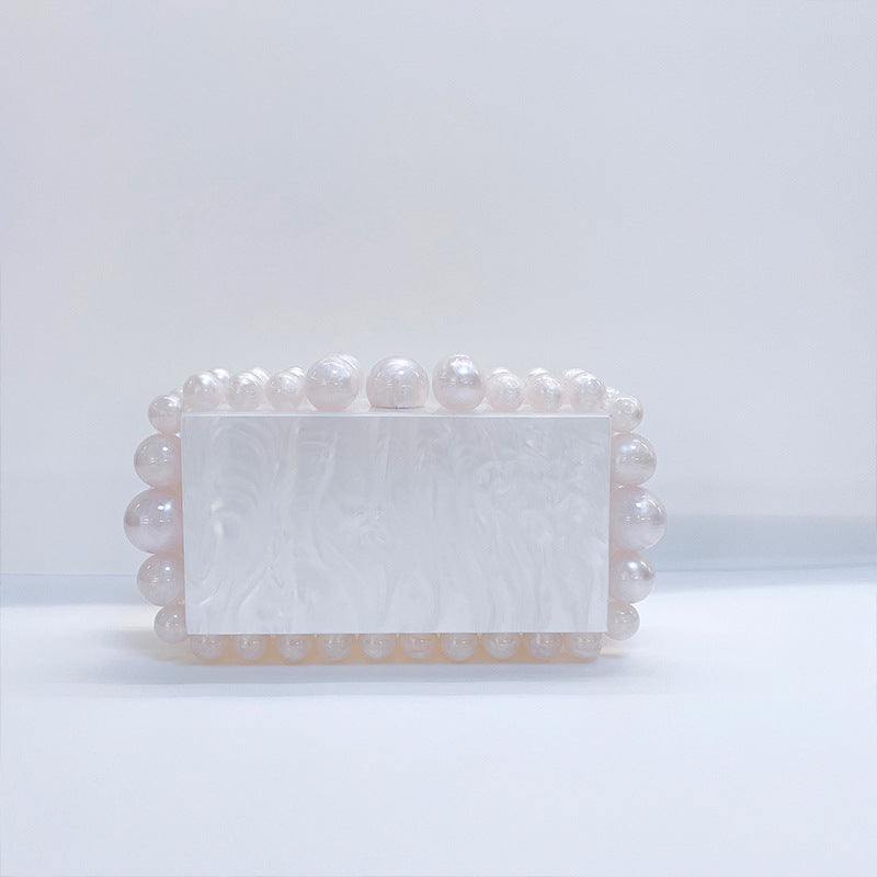 Elegant and Luxury ladies marble acrylic bead clutch handbag evening party bags prom purse