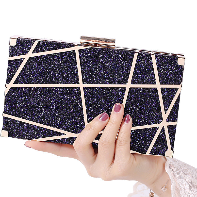 Multi-colors bling box shiny geometry evening dinner pu leather pocketbooks clutch bag
