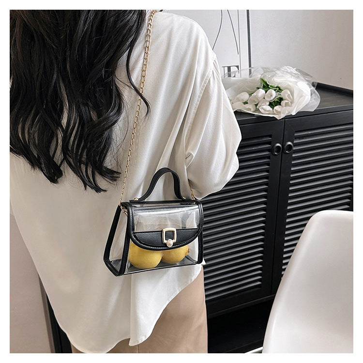 2026 Popular PVC Clear Bag Chain Women Messenger Bag Transparent Jelly Square Bag for Girls