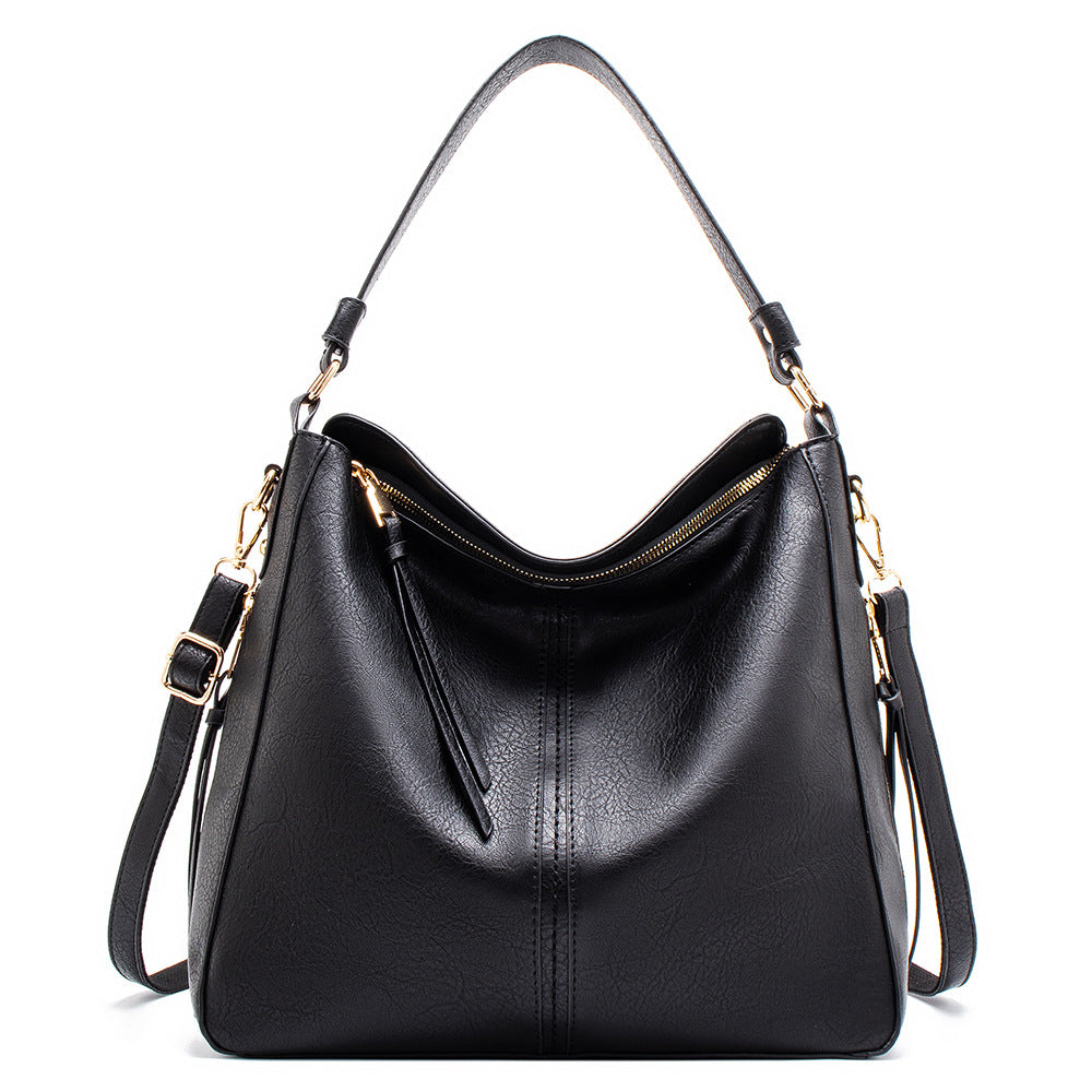 New single shoulder bag 2026 simple straddle hobo bag oil Wax Tote handbag