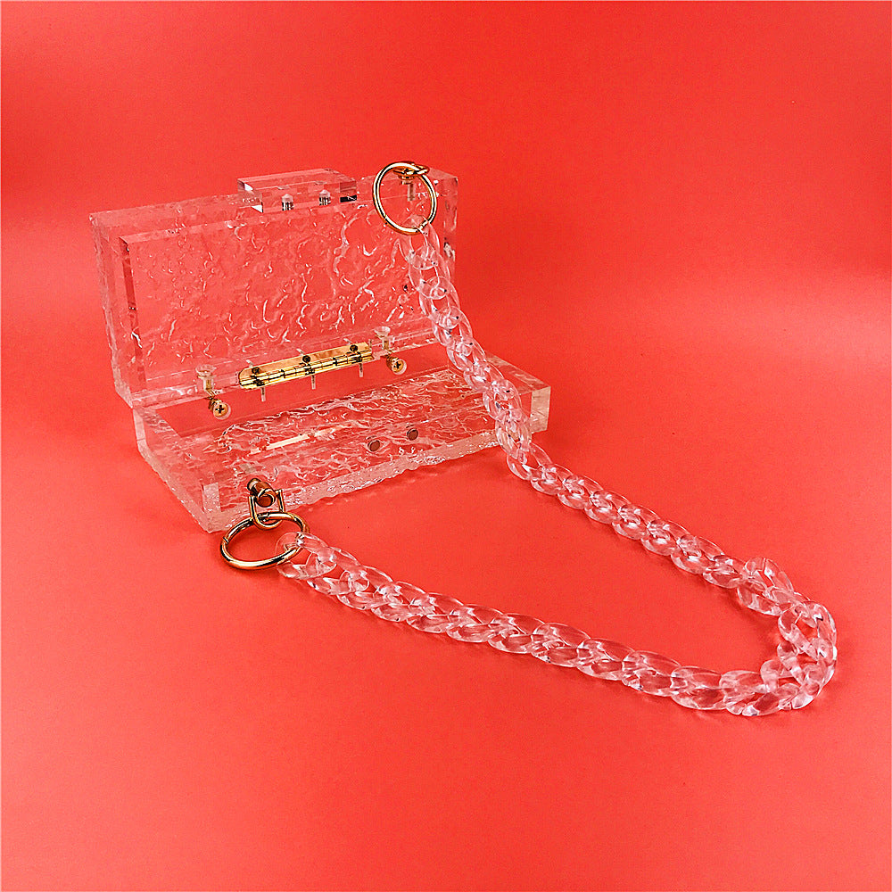 New Dinner Bag Transparent Ice Crack Acrylic Women’s Bag Crystal Clutch