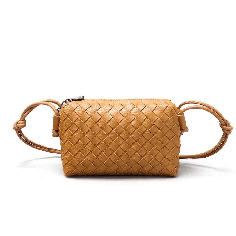 Summer new macaron color small soft woven bag for women simple messenger bag crossbody small square bag