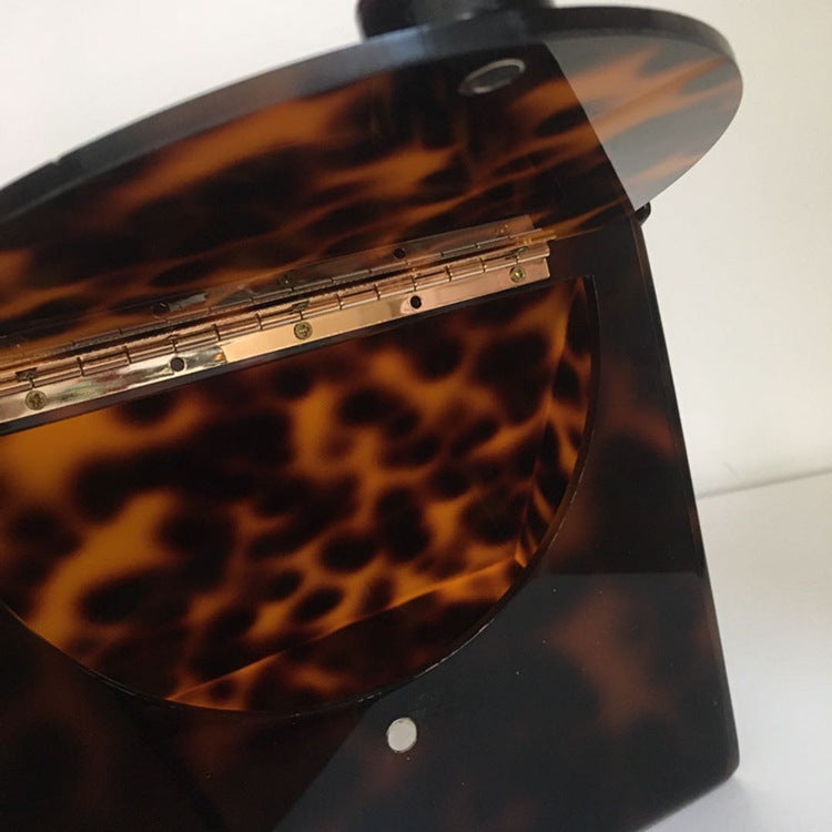 Luxury Retro Leopard Print Acrylic Bag Tortoiseshell Simple Square Evening Bag Clutch Women