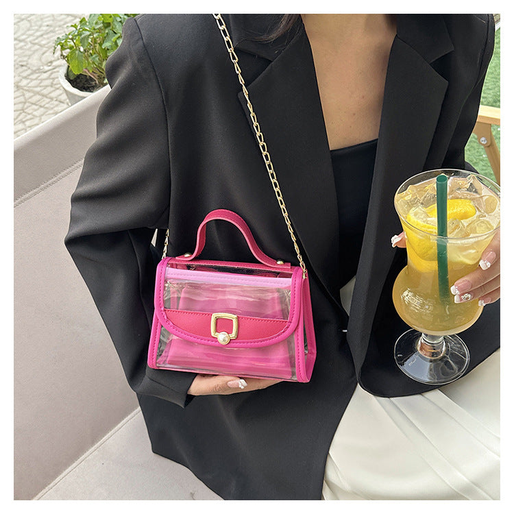 2026 Popular PVC Clear Bag Chain Women Messenger Bag Transparent Jelly Square Bag for Girls