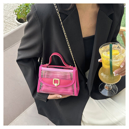 2026 Popular PVC Clear Bag Chain Women Messenger Bag Transparent Jelly Square Bag for Girls
