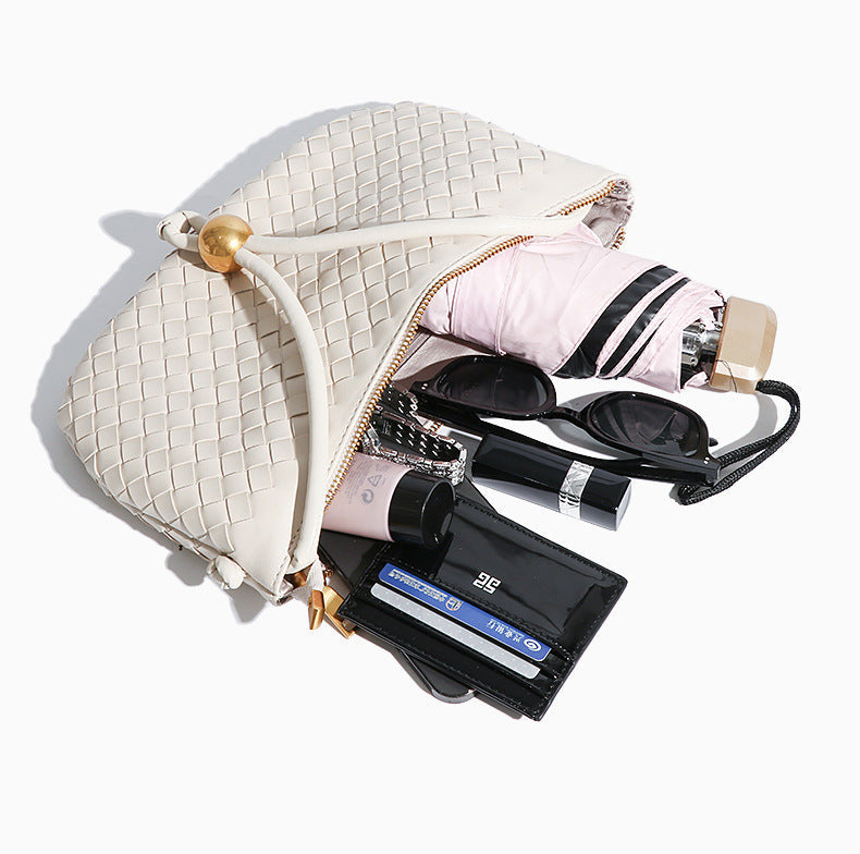 Fashion casual armpit bag ladies solid color single shoulder dumpling hobo woven bag for women