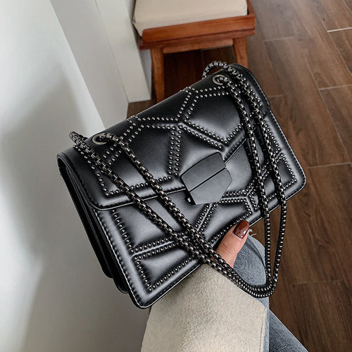 new black women’s bag 2026 new fashion Korean version chain shoulder Messenger PU small square bag