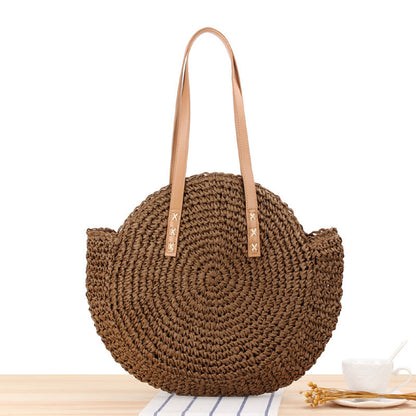 Women’s new beach woven bag Fashion casual women’s bag shoulder straw woven bag