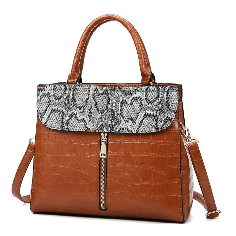 middle zipper design bag serpentine women handbag and purse