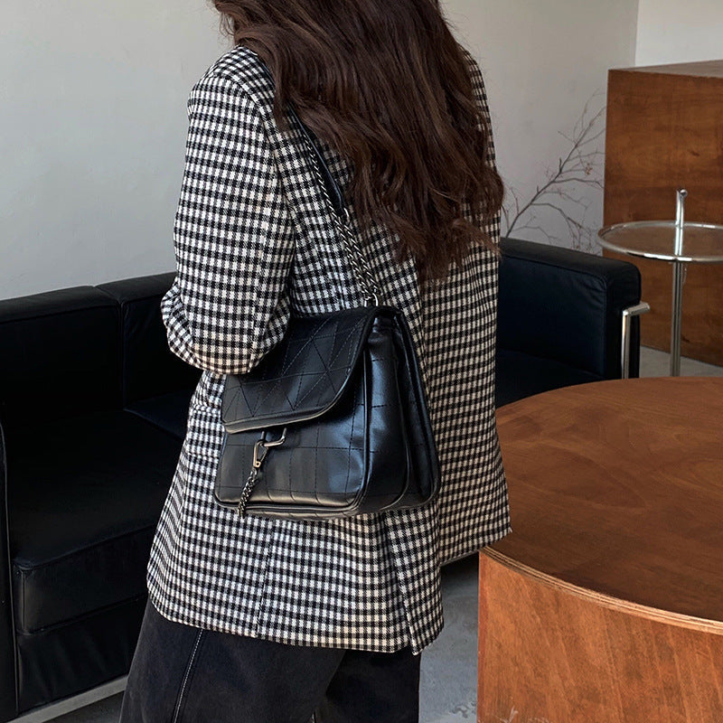 hobo bag new fashion black cross-body shoulder bags retro shoulder bag rhombus chain handbag