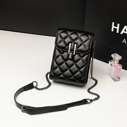 Black bag new shoulder slanting cell phone bag lingge woman bag