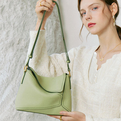 Women’s bag full grain cowhide leather shoulder tote bag armpit bag fashion simple style for ladies