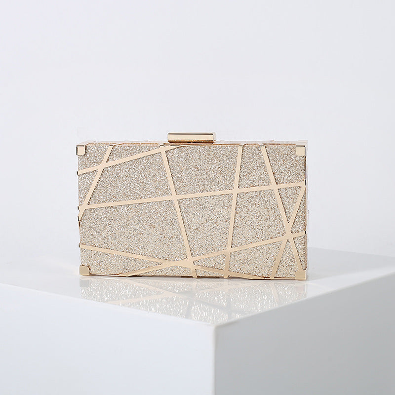 Multi-colors bling box shiny geometry evening dinner pu leather pocketbooks clutch bag