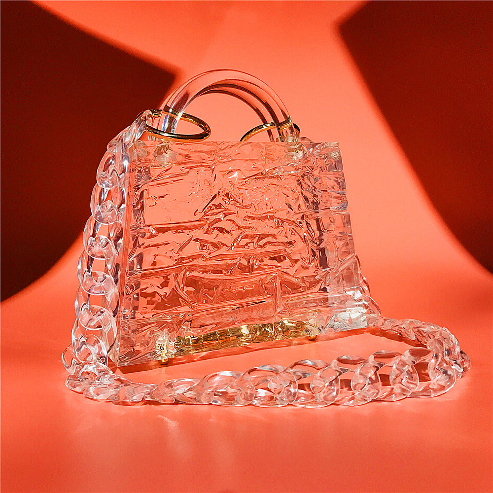 Luxury Transparent Ice Crack Women Jelly Bag Crystal Acrylic Handbag Elegant Lady Evening Bag