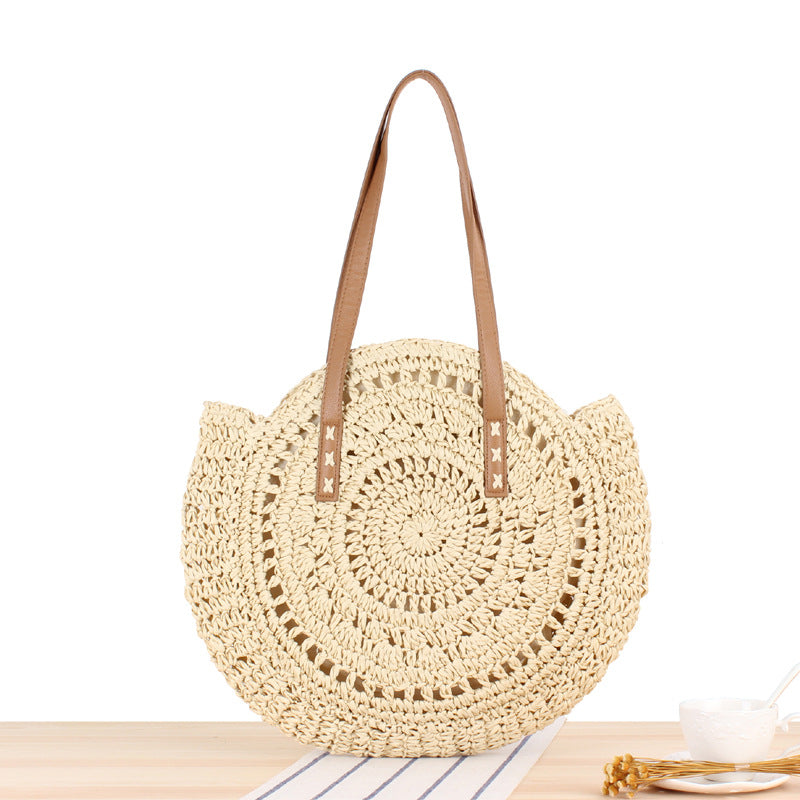 Women’s new beach woven bag Fashion casual women’s bag shoulder straw woven bag