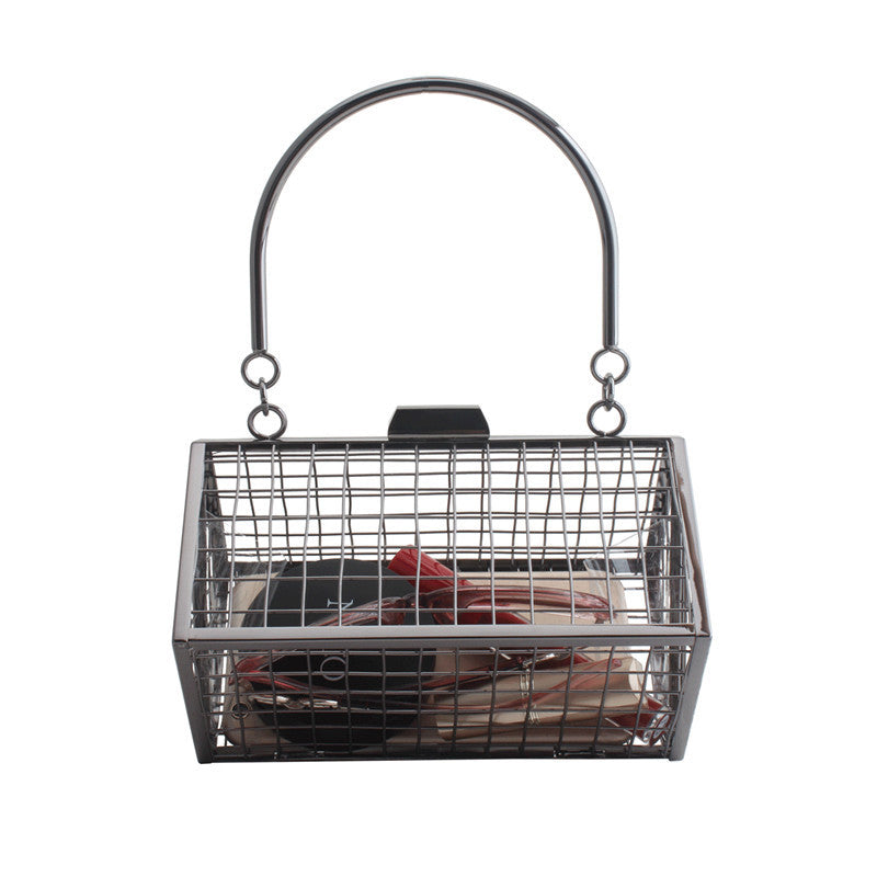 Irregular Metal Hollow Handbag Gold Clutch Evening Bag Wedding Cage Bag GeometricTote For Banquet Party