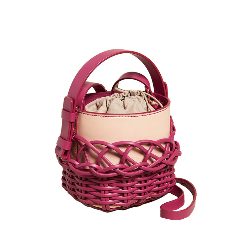 Weaving design Pu+ Canvas Vegetable Bucket Bag Luxury Designer Handbags