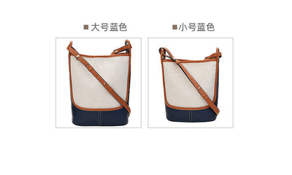 Canvas bag color blocking shoulder bag art handbag large capacity casual women’s crossbody bag