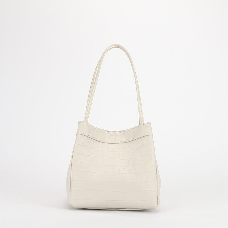 New Top Grain Leather Female Elegant Leather Crocodile Pattern Handbags Cowhide Purses Bucket Bags