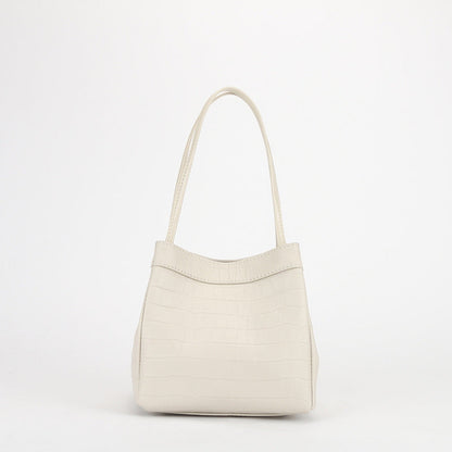 New Top Grain Leather Female Elegant Leather Crocodile Pattern Handbags Cowhide Purses Bucket Bags