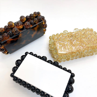 Elegant and Luxury ladies marble acrylic bead clutch handbag evening party bags prom purse