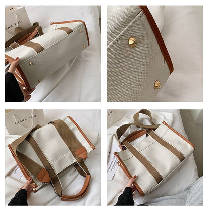 Simple Canvas Tote Bag Women’s 2026 New Fashion Handheld Crossbody Bag