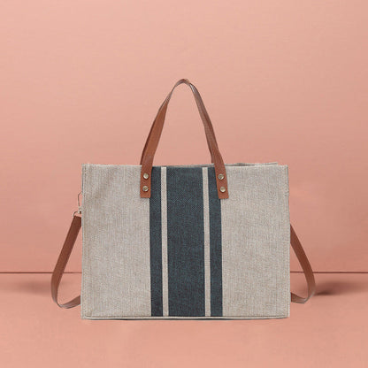 Women Stripe Canvas Bags Handbag Casual Female Tote Ladies Shoulder Bag Large Messenger Bag