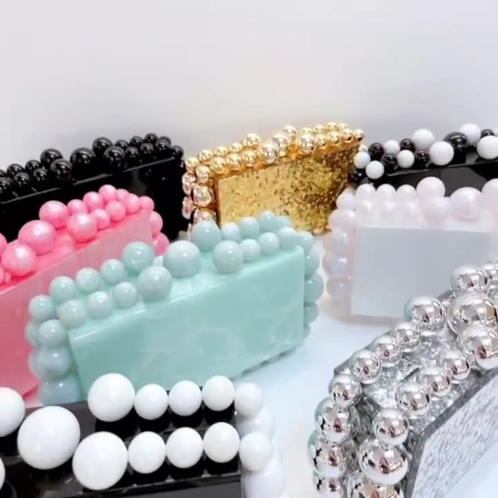 Elegant and Luxury ladies marble acrylic bead clutch handbag evening party bags prom purse