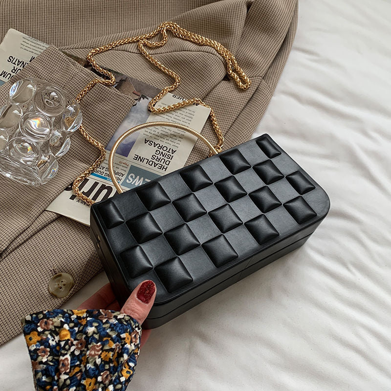 2026 Texture Fashion Shoulder Chain Small Square Bag Casual Chocolate Box Bag Women Handbags Messenger Bags