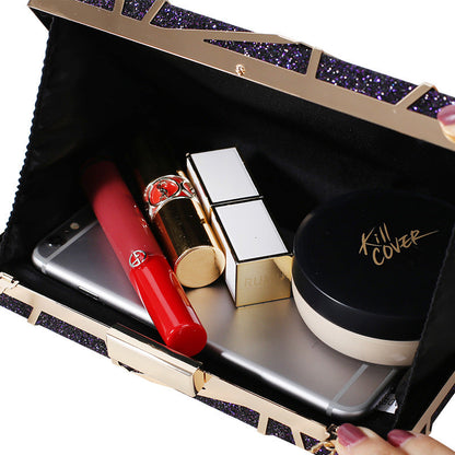 Multi-colors bling box shiny geometry evening dinner pu leather pocketbooks clutch bag