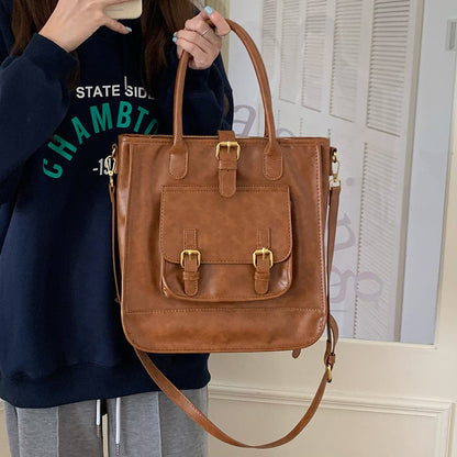 2026 new fall/ winter commuting tote bag retro high-capacity briefcase student messenger tote bag