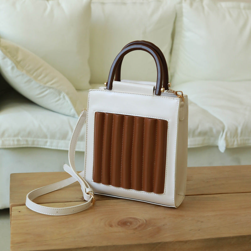New style bag pleated wooden handle handbag female small square bag portable messenger bag