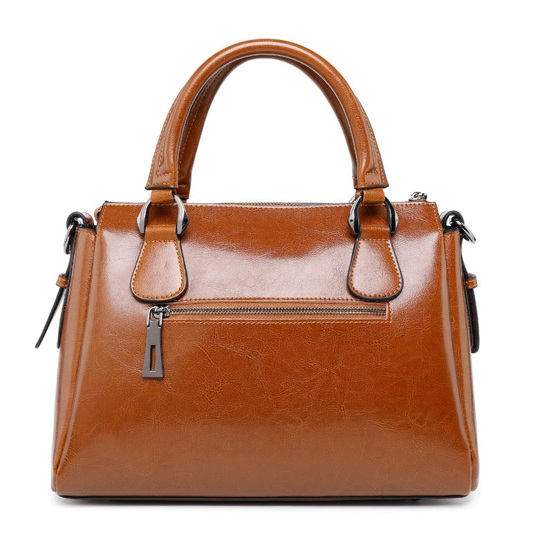 Fashion Leather Large Capacity Handbag Travel Ladies Genuine Leather College Shoulder Bags