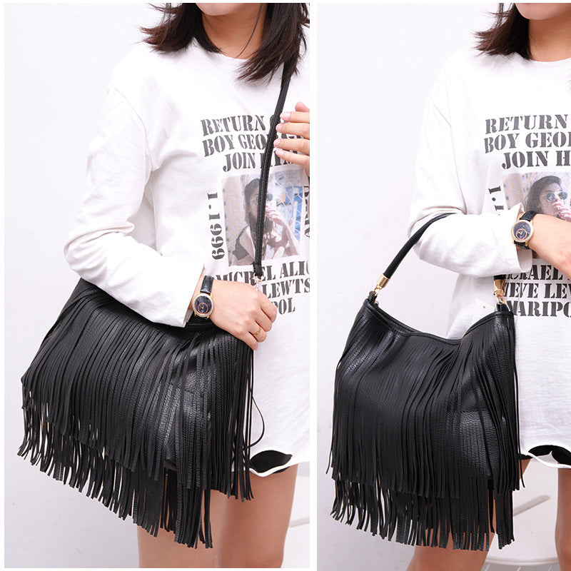 soft leather tassel bag handbag fashion woman bag shoulder cross-body handbag