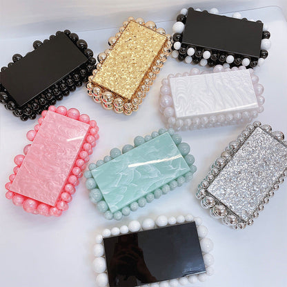 Elegant and Luxury ladies marble acrylic bead clutch handbag evening party bags prom purse