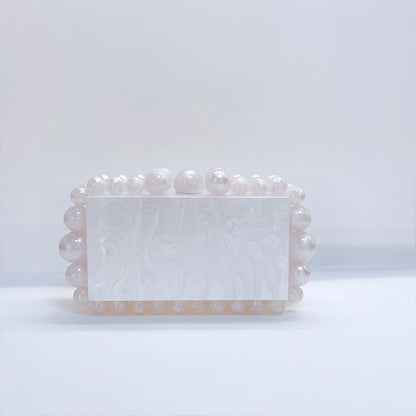 Elegant and Luxury ladies marble acrylic bead clutch handbag evening party bags prom purse