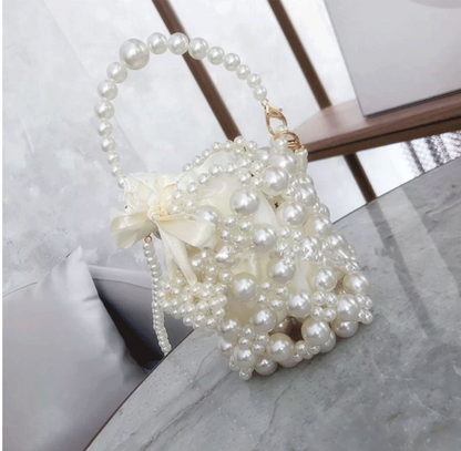 Latest Womens Luxury Handmade Pearl Clutch Bag  Handbag Evening Bucket Bags Ladies
