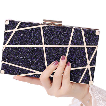 Multi-colors bling box shiny geometry evening dinner pu leather pocketbooks clutch bag