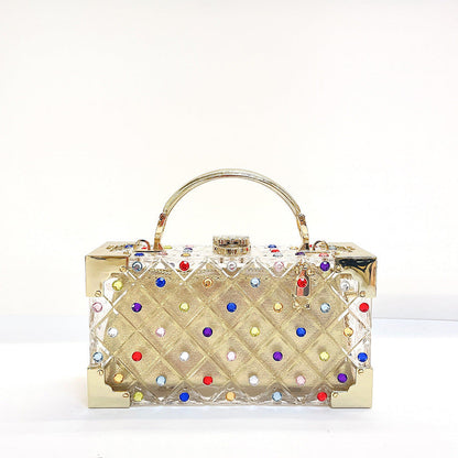 Luxury Party Prom Woman Acrylic Casual Box Clutch Purse Evening Bag 2 in 1