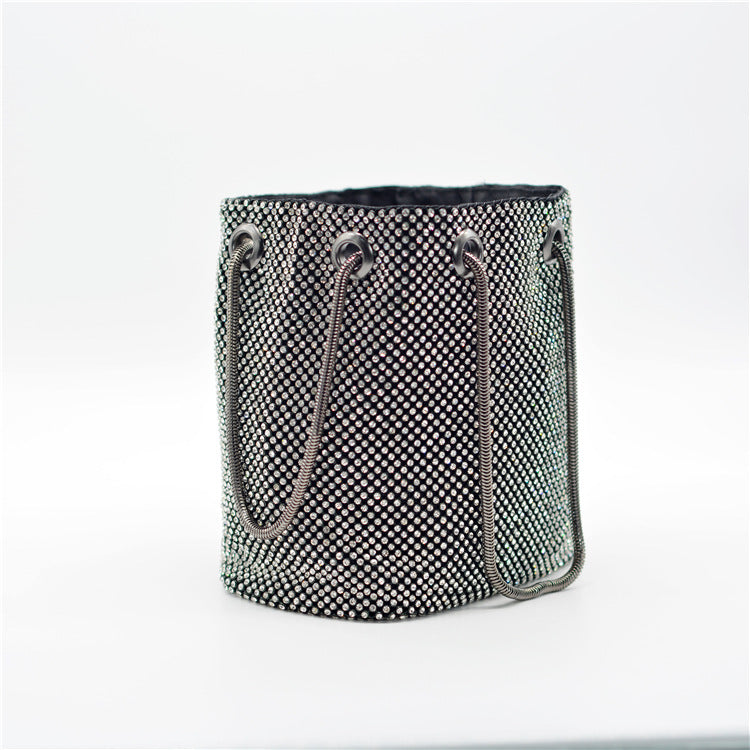 Luxury Banquet Bag With Diamonds Women Rhinestone Bucket Clutch Bag Golden Evening Purse sac a bandouliere
