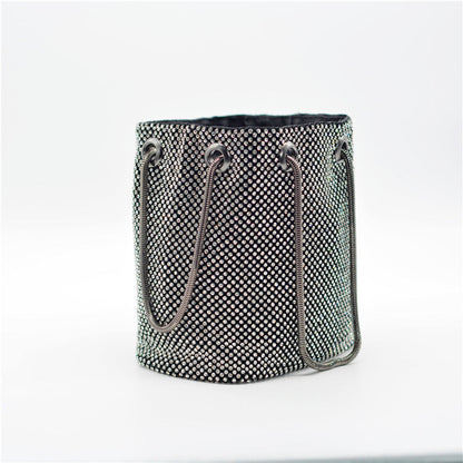 Luxury Banquet Bag With Diamonds Women Rhinestone Bucket Clutch Bag Golden Evening Purse sac a bandouliere