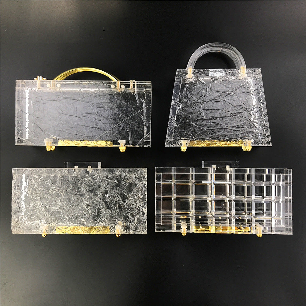 Dongguan Personalized Cracked Ice Pattern Transparent Clear Acrylic Handbag