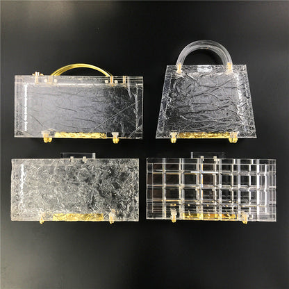 Dongguan Personalized Cracked Ice Pattern Transparent Clear Acrylic Handbag