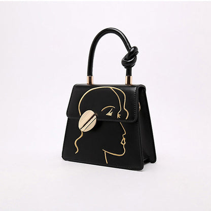 Fashion Knot Top-handle Character Printed Solid Color PU Leather Women Crossbody Handbag 2026