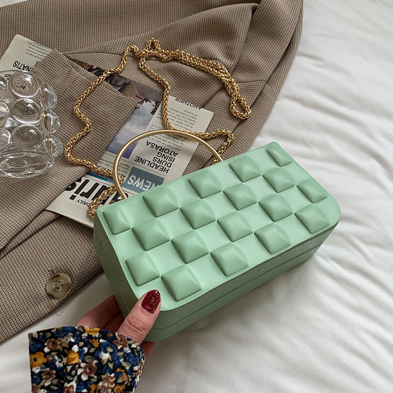 2026 Texture Fashion Shoulder Chain Small Square Bag Casual Chocolate Box Bag Women Handbags Messenger Bags