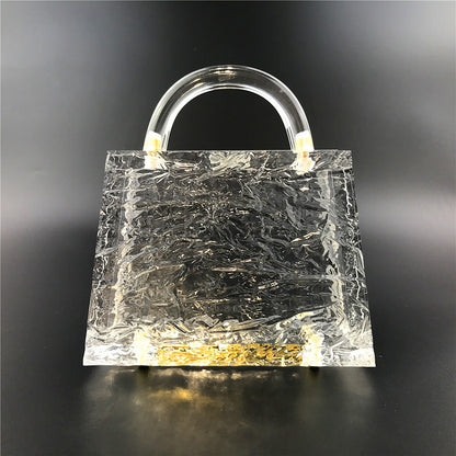 Luxury Transparent Ice Crack Women Jelly Bag Crystal Acrylic Handbag Elegant Lady Evening Bag