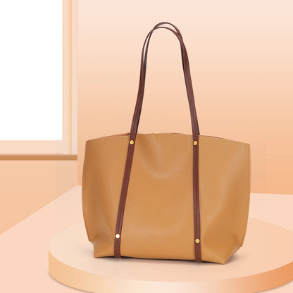 Large Capacity Handbag Women High Quality Stylish Rivet Personalized Leather Tote Bag