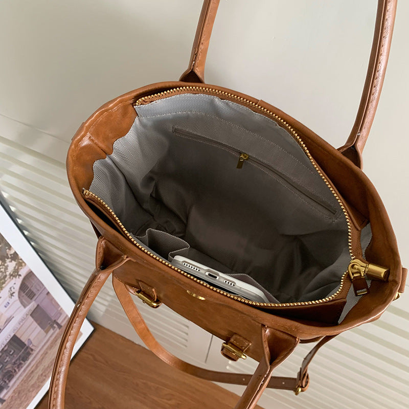2026 new fall/ winter commuting tote bag retro high-capacity briefcase student messenger tote bag