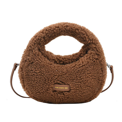 New design plush tote handbag women’s crossbody furry cute bag small fleece hand bag